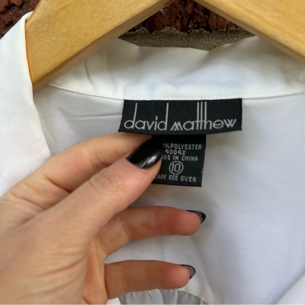 David Matthew White Pleated Front Button Down Sho… - image 3